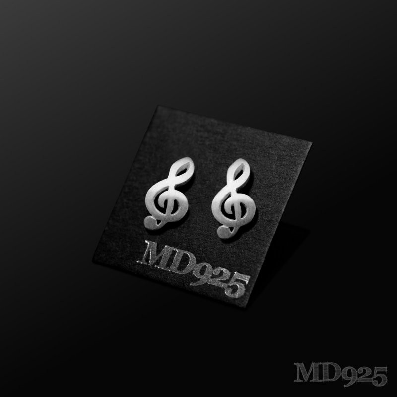 Sterling Silver Earring Bass Clef M